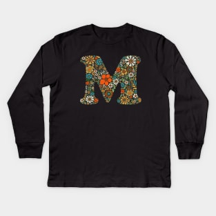 Hippie Floral Letter M Kids Long Sleeve T-Shirt